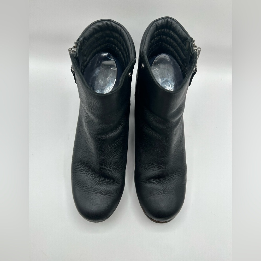 Sorel Women's Black Danica Leather Zip Block Heel Ankle Bootie Sz 10 - Picture 11 of 13
